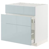 METOD / MAXIMERA Base cab f sink+3 fronts/2 drawers, white/Kallarp light grey-blue, 80x60x80 cm