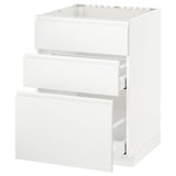 METOD / MAXIMERA Base cab f sink+3 fronts/2 drawers, white/Voxtorp matt white, 60x60x80 cm