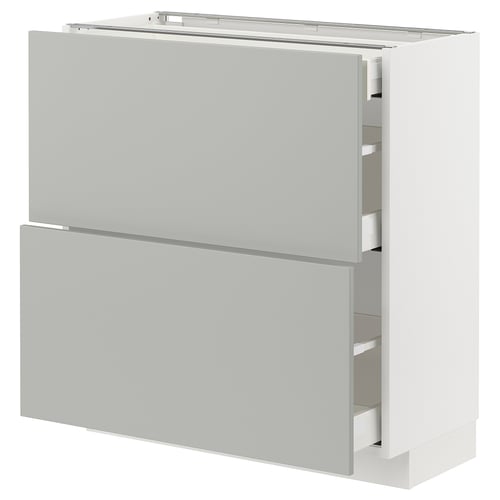 Ikea METOD white drawer unit; sleek, modern design; light grey drawers; rectangular shape.