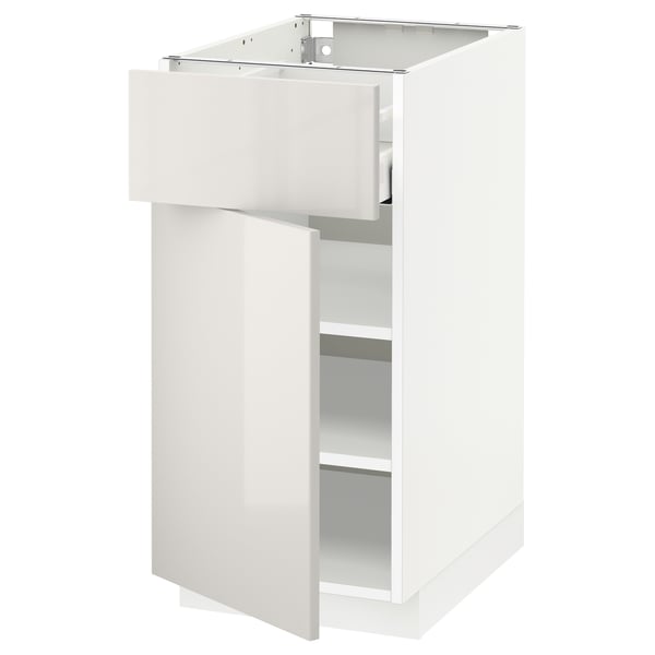 METOD / MAXIMERA Base cabinet with drawer/door, white/Ringhult light grey, 40x60x80 cm