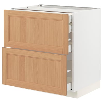 METOD / MAXIMERA Base cb 2 frnts/2 low/1 md/1 hi drw, white/Vedhamn oak, 80x60x80 cm