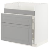 METOD / MAXIMERA Base cb f HAVSEN snk/3 frnts/2 drws, white/Bodbyn grey, 80x60x80 cm