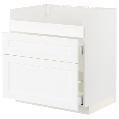 METOD / MAXIMERA Base cb f HAVSEN snk/3 frnts/2 drws, white Enköping/white wood effect, 80x60x80 cm