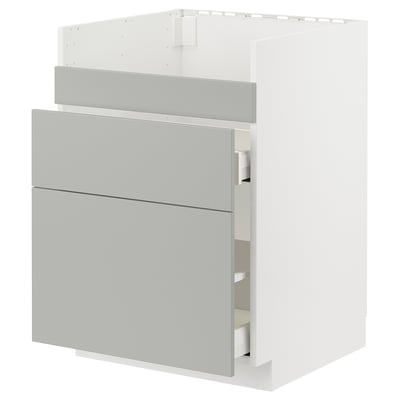 METOD / MAXIMERA Base cb f HAVSEN snk/3 frnts/2 drws, white/Havstorp light grey, 60x60x80 cm