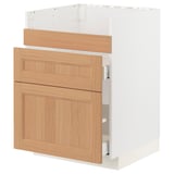 METOD / MAXIMERA Base cb f HAVSEN snk/3 frnts/2 drws, white/Vedhamn oak, 60x60x80 cm