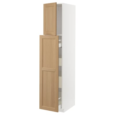 METOD / MAXIMERA Hc w p-o func 1dr/4drw, white/Vedhamn oak, 40x60x200 cm