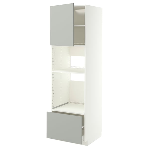 METOD / MAXIMERA High cabinet f built-in appliances, white/Havstorp light grey, 60x60x200 cm