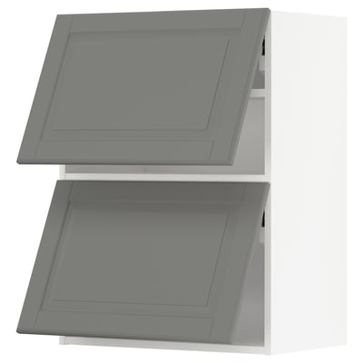METOD Wall cabinet horizontal w 2 doors, white/Bodbyn grey, 60x37x80 cm
