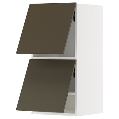 METOD Wall cabinet horizontal w 2 doors, white/Havstorp brown-beige, 40x37x80 cm