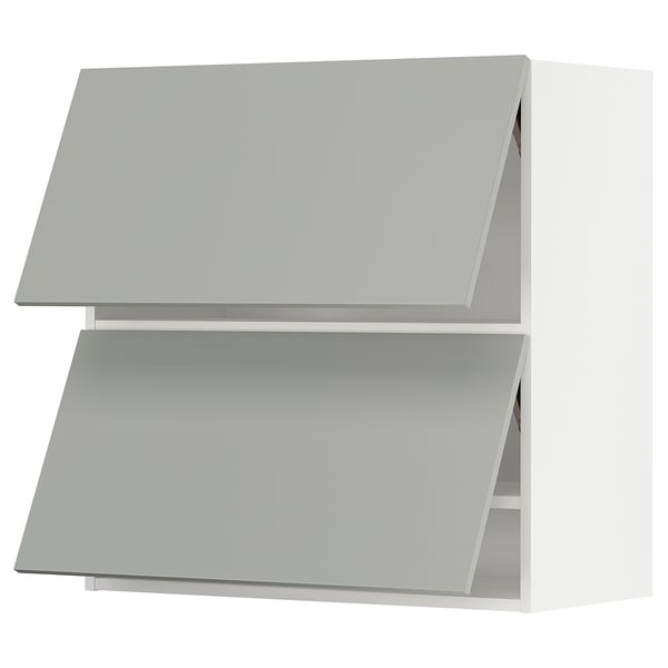 METOD Wall cabinet horizontal w 2 doors, white/Havstorp light grey, 80x37x80 cm