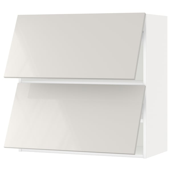 METOD Wall cabinet horizontal w 2 doors, white/Ringhult light grey, 80x37x80 cm