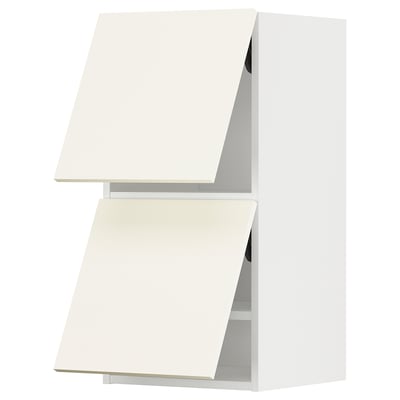 METOD Wall cabinet horizontal w 2 doors, white/Vallstena white, 40x37x80 cm