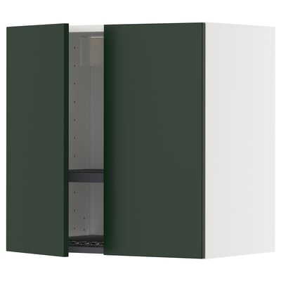 METOD Wall cabinet w dish drainer/2 doors, white/Havstorp deep green, 60x37x60 cm
