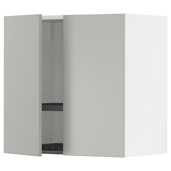 METOD Wall cabinet w dish drainer/2 doors, white/Havstorp light grey, 60x37x60 cm