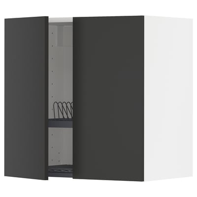 METOD black kitchen cabinet, modern design, matt finish, square shape, adjustable shelves.