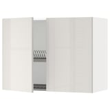 METOD Wall cabinet w dish drainer/2 doors, white/Ringhult light grey, 80x37x60 cm