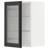 METOD Wall cabinet w shelves/glass door, white/Hejsta anthracite reeded glass, 40x37x60 cm