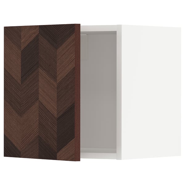 METOD Wall cabinet, white Hasslarp/brown patterned, 40x37x40 cm