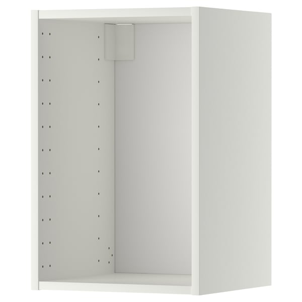 METOD white wall cabinet, rectangular, with perforated back panel, for kitchen storage.