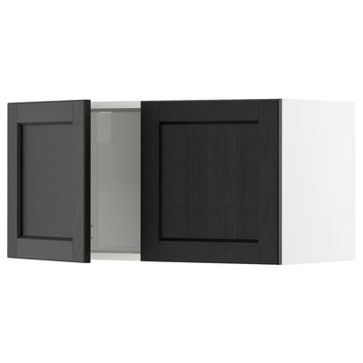 METOD Wall cabinet with 2 doors, white/Lerhyttan black stained, 80x37x40 cm