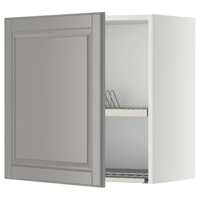 METOD Wall cabinet with dish drainer, white/Bodbyn grey, 60x37x60 cm