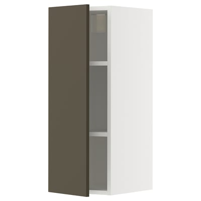 METOD Wall cabinet with shelves, white/Havstorp brown-beige, 30x37x80 cm