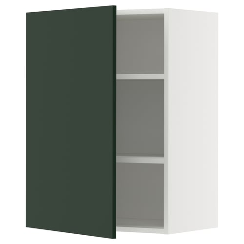 METOD wall cabinet, white & dark green, square, adjustable shelf.
