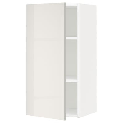 METOD Wall cabinet with shelves, white/Ringhult light grey, 40x37x80 cm