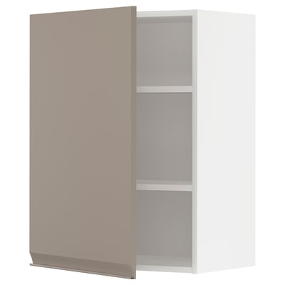 METOD Wall cabinet with shelves, white/Upplöv matt dark beige, 60x37x80 cm