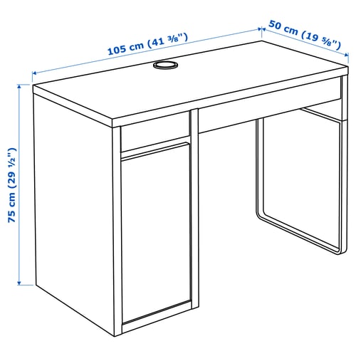 Illustration with measurements for the product: MICKE.