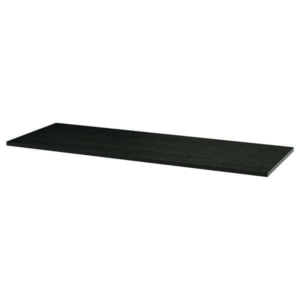 Black MITTZON shelf, rectangular, simple design, sturdy & stain-resistant.