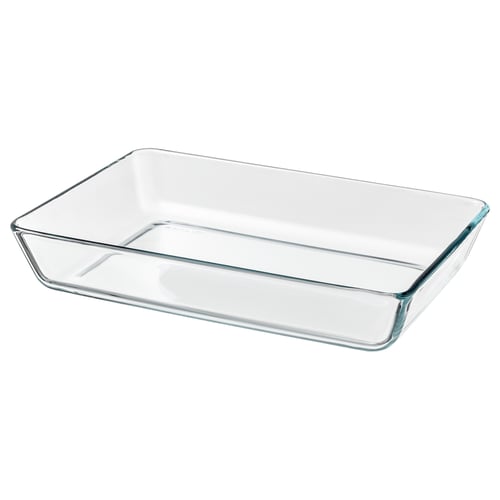 A clear glass baking dish, named MIXTUR, rectangular in shape, with straight edges.