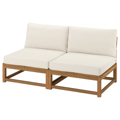 NÄMMARÖ 2-seat modular sofa, outdoor light brown stained/Frösön/Duvholmen beige, 162 cm