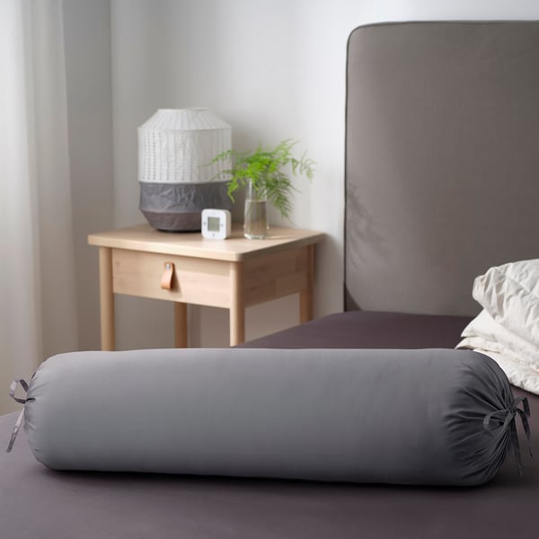 NATTJASMIN Bolster case, dark grey, 38x110 cm
