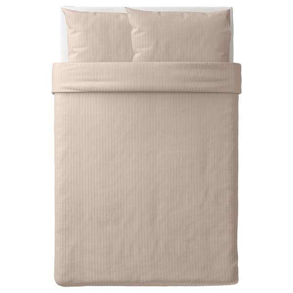 NATTJASMIN Duvet cover and 2 pillowcases, light beige, 200x200/50x80 cm