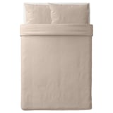 NATTJASMIN Duvet cover and 2 pillowcases, light beige, 200x200/50x80 cm