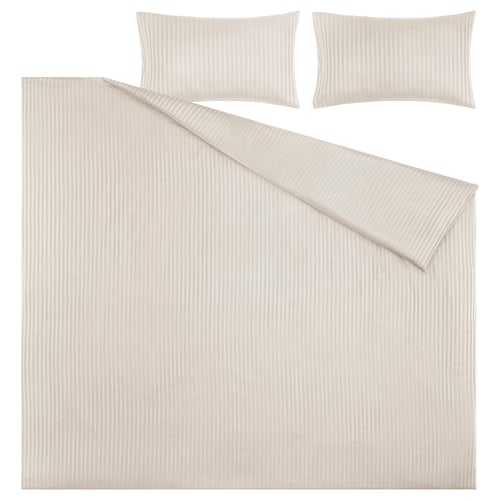 NATTJASMIN bedset in beige, made with 60% cotton, 40% lyocell, featuring discreet stripes and sateen weave.