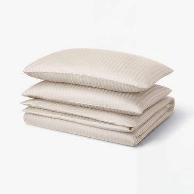 NATTJASMIN Duvet cover and 2 pillowcases, light beige, 240x220/50x80 cm