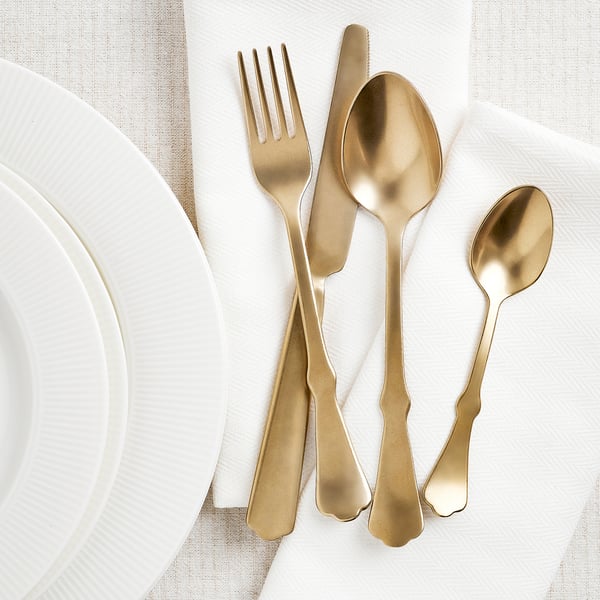 NATTKLOT 24-piece cutlery set, gold-colour