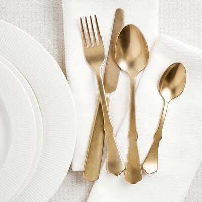 NATTKLOT 24-piece cutlery set, gold-colour