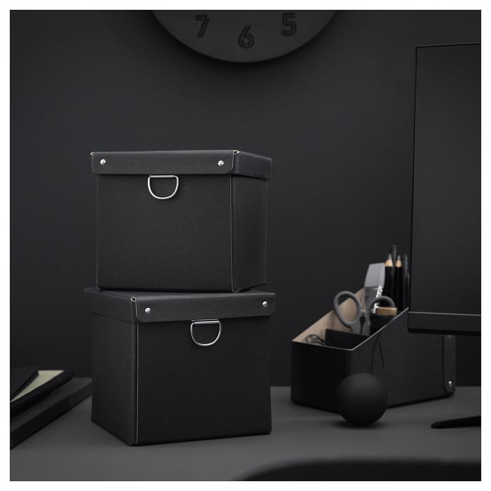 NIMM storage box with lid, black, 16.5x16.5x15 cm IKEA