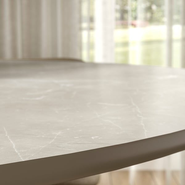 NORRMJÖLE Table, beige marble effect/beige, 105 cm