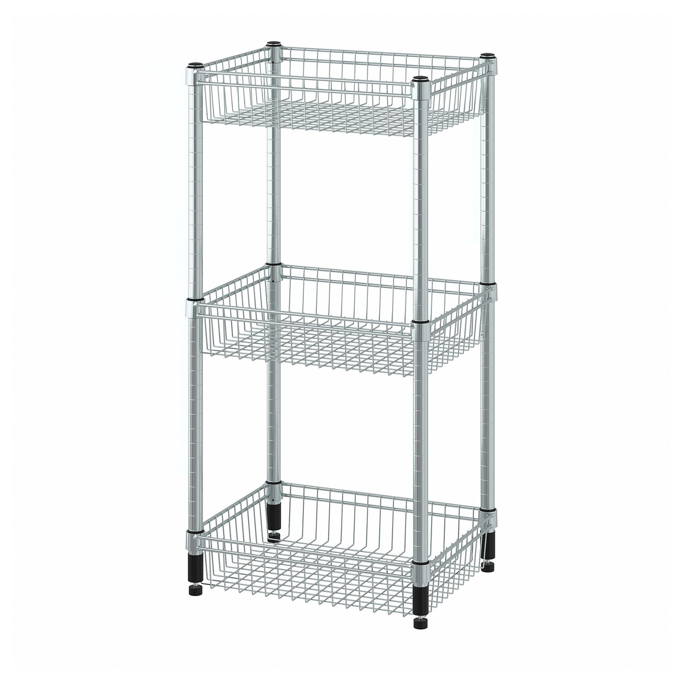 OMAR shelving unit with 3 baskets, galvanised, 46x36x94 cm IKEA
