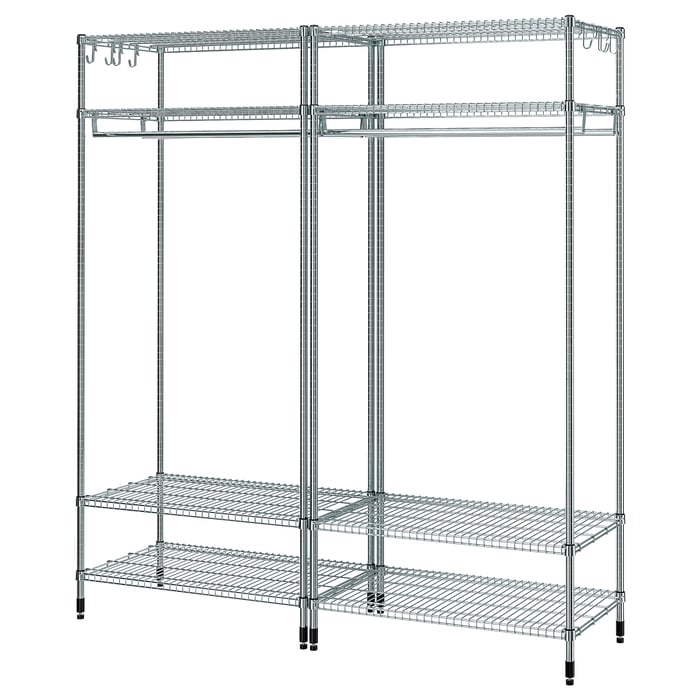 OMAR shelving unit with clothes rail, galvanised, 186x50x201 cm IKEA