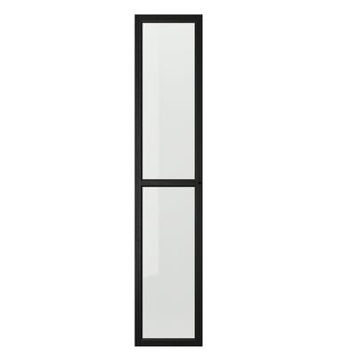 OXBERG Glass door, black oak effect, 40x192 cm