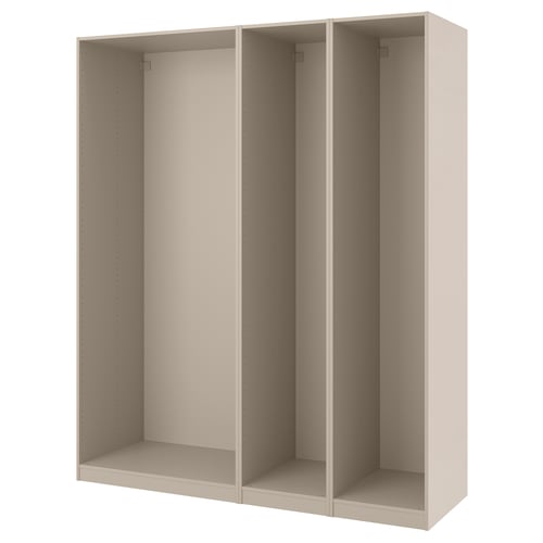 PAX wardrobe frame, beige, rectangular, three sections, particleboard.