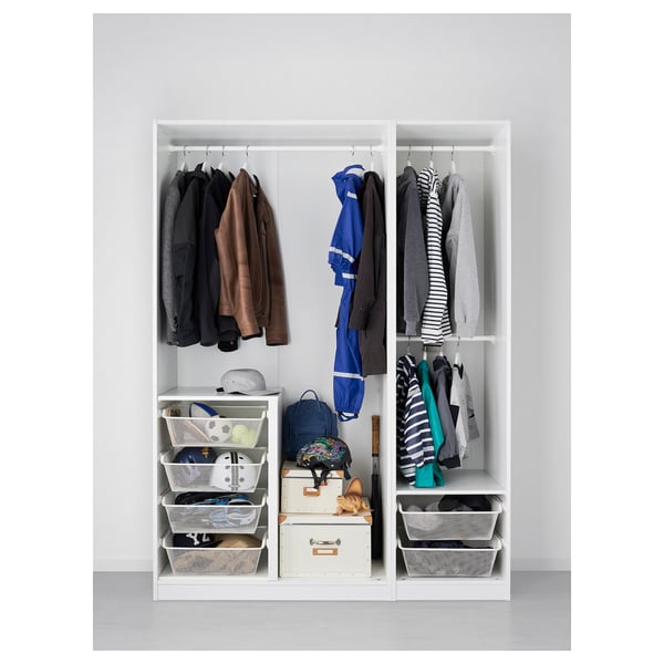 PAX / FARDAL/ÅHEIM Wardrobe combination, white/high-gloss/white mirror glass, 150x60x201 cm