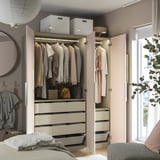 PAX / FARDAL Wardrobe combination, grey-beige/high-gloss light orange, 150x60x201 cm