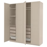 PAX / FLISBERGET Wardrobe combination, grey-beige/light beige, 200x60x236 cm