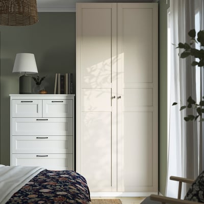 PAX / FLISBERGET Wardrobe, white/light beige, 100x60x236 cm